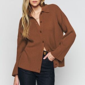 Reformation Fantino Cashmere Collared Cardigan